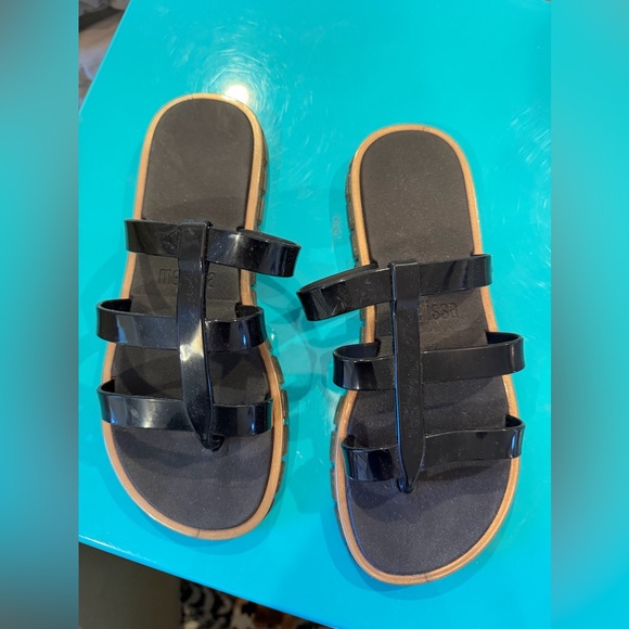 Melissa Shoes - Melissa Path Slide in a black and gold colorway - size 6! Excellent condition!